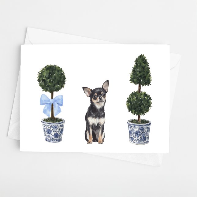 Chihuahua Watercolor Chinoiserie Puppy Dog Card (Creator Uploaded)