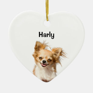 Chihuahua, Watercolor Pet Photo Ornament, Gift Ceramic Ornament