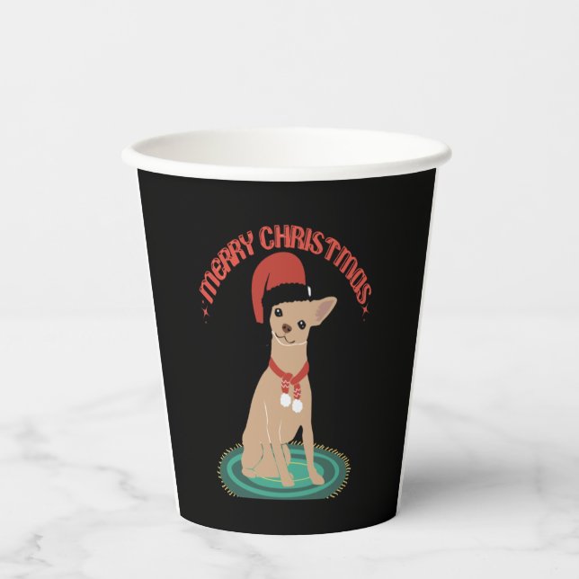 Chihuahua wearing a santa hat   paper cups (Front)