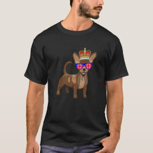Chihuahua Wearing Sunglasses And Crown England UK T-Shirt