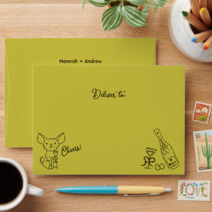 Chihuahua Wedding Hand Drawn Doodle Envelope
