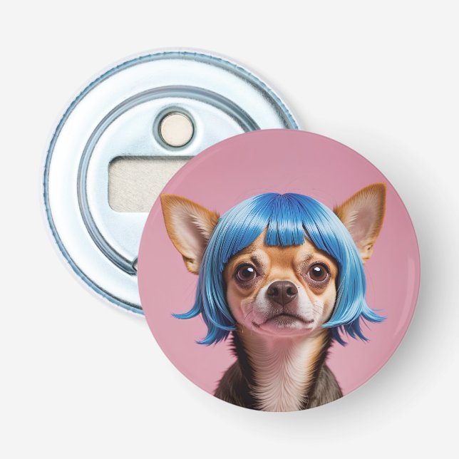 Chihuahua wig bottle opener (Front)