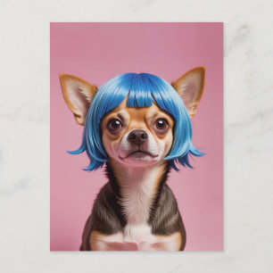 Chihuahua wig holiday postcard