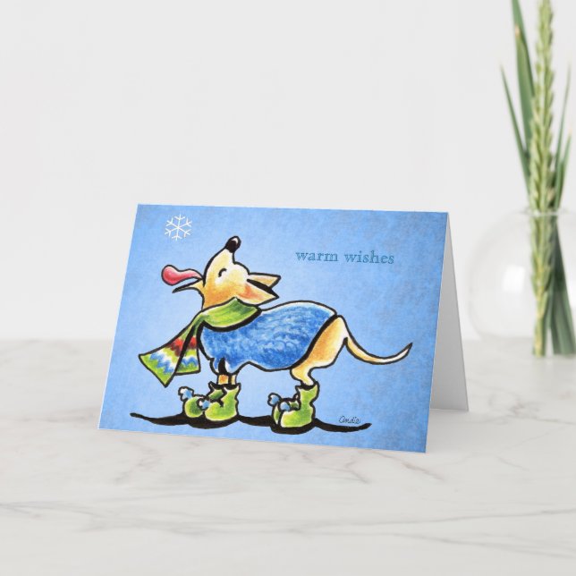 Chihuahua Winter Snowflakes Christmas Custom Holiday Card (Front)