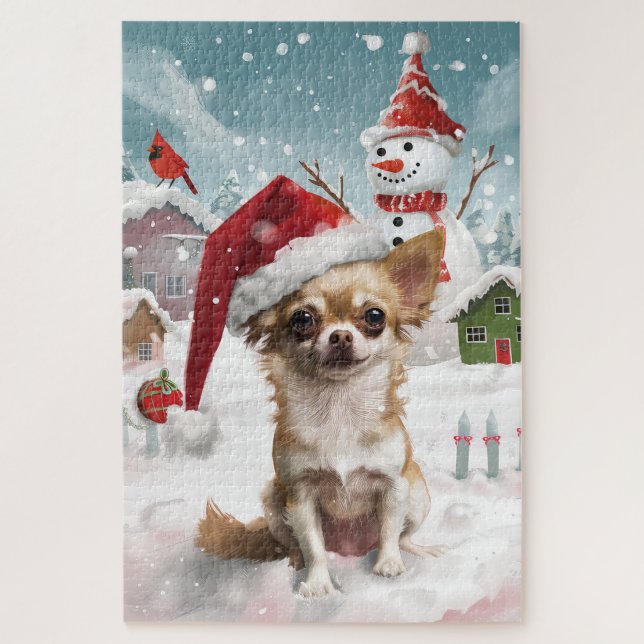 Chihuahua Winter Wonderland Christmas Joy Jigsaw Puzzle (Vertical)