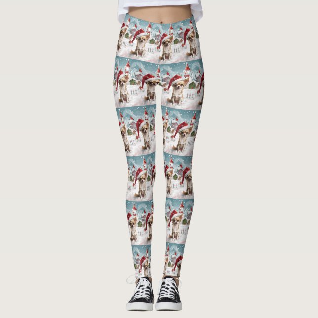 Chihuahua Winter Wonderland Christmas Joy Leggings (Front)