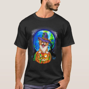 Chihuahua Witch Moon Pumpkin Scary Halloween Dog L T-Shirt