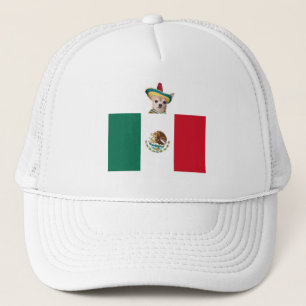 CHIHUAHUA WITH FLAG TRUCKER HAT