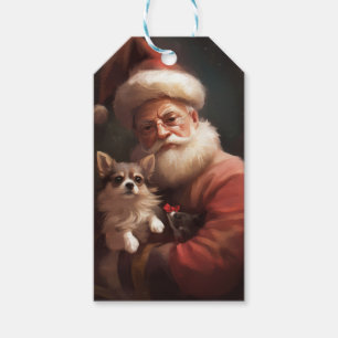 Chihuahua With Santa Claus Festive Christmas Gift Tags
