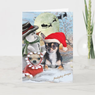 Chihuahua with Snowman Cards