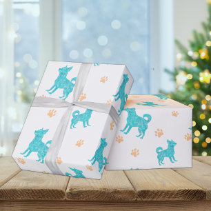 Chihuahua Wrapping Paper Minimal Pastel Blue Gift