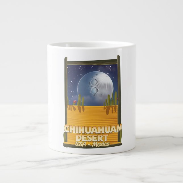 Chihuahuan Desert Cartoon travel poster Large Coffee Mug (Front)