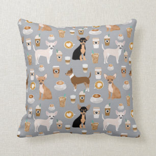 Chihuahuas and Coffee throw pillow