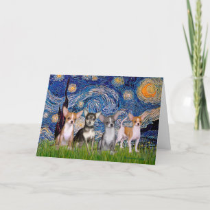 Chihuahuas (four) - Starry Night Card