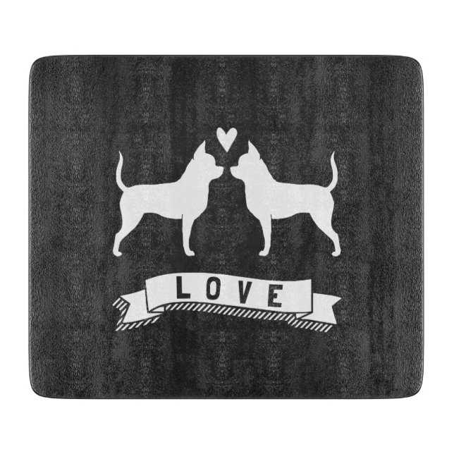 Chihuahuas Love - Dog Silhouettes w/ Heart Cutting Board (Front)