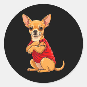 Chihuhua featuring tattooed chihuhua dog love mum classic round sticker