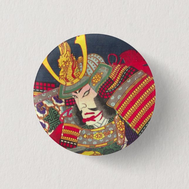 Chikanobu Samurai 4:5 3 Cm Round Badge (Front)
