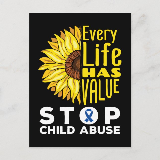 Child Abuse Awareness Sunflower Every Life Value Postcard (Front)