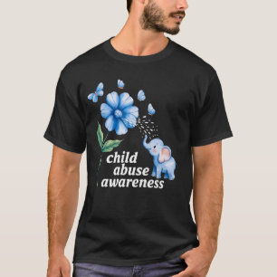 CHILD ABUSE Awareness Sunflower Light Blue Ribbon  T-Shirt