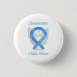 Child Abuse Blue Awareness Ribbon Angel Pin