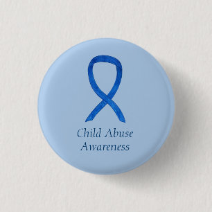 Child Abuse Blue Awareness Ribbon Custom Pin