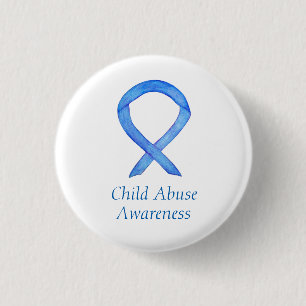 Child Abuse Blue Awareness Ribbon Custom Pin