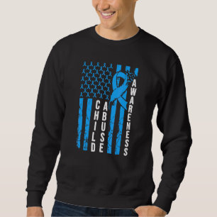 Child Abuse Prevention Awareness Blue Ribbon Ameri Sweatshirt