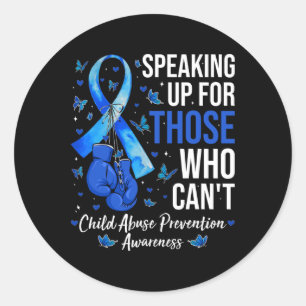 Child Abuse Prevention Awareness Boxing Gloves Blu Classic Round Sticker