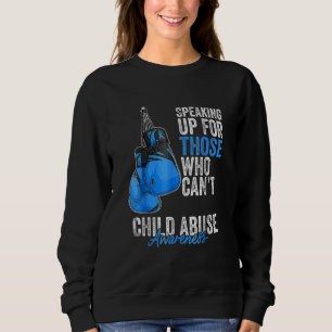 Child Abuse Prevention Awareness Boxing Gloves Blu Sweatshirt