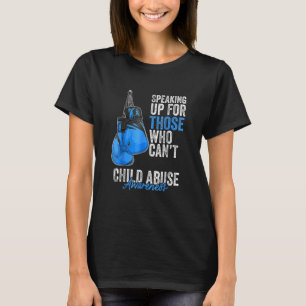 Child Abuse Prevention Awareness Boxing Gloves Blu T-Shirt