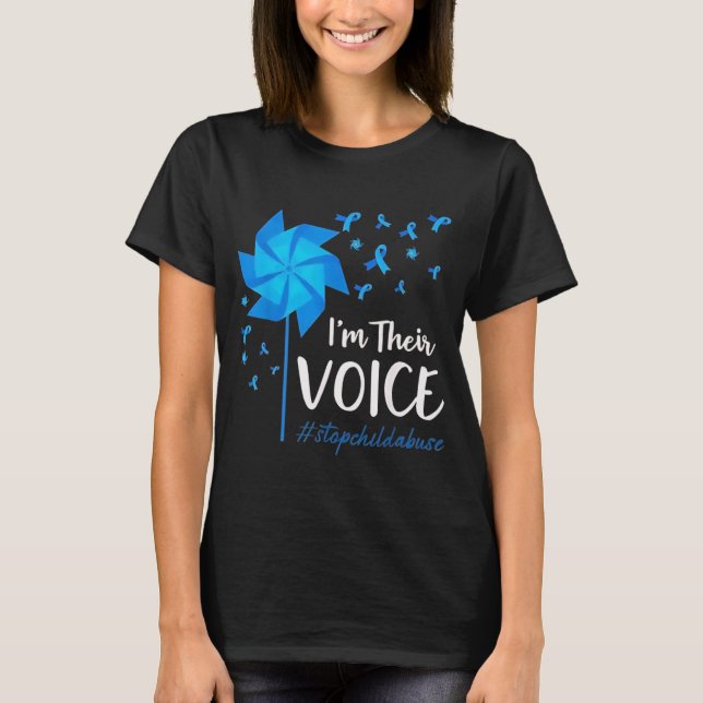 Child Abuse Prevention Awareness I'm Their Voice P T-Shirt (Front)