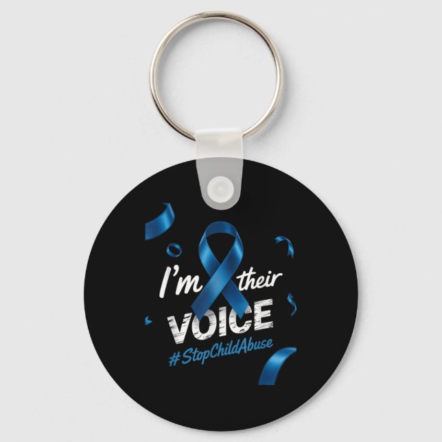 Child Abuse Prevention Awareness Im Their Voice Pi Key Ring (Front)