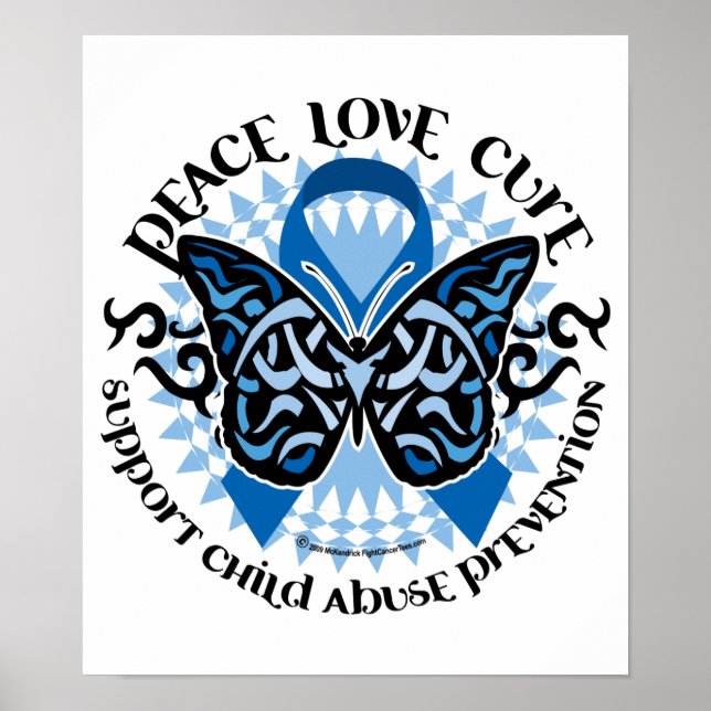 Child Abuse Prevention Butterfly Tribal Poster (Front)