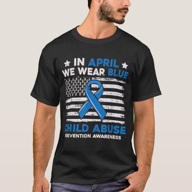 Child Abuse Prevention Flag Child Abuse Awareness  T-Shirt (Front)