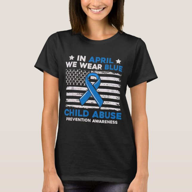 Child Abuse Prevention Flag Child Abuse Awareness  T-Shirt (Front)