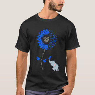 Child Abuse Prevention Sunflower Elephant Butterfl T-Shirt