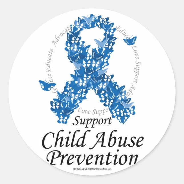Child Abuse Ribbon of Butterflies Classic Round Sticker (Front)