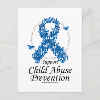 Child Abuse Ribbon of Butterflies Postcard