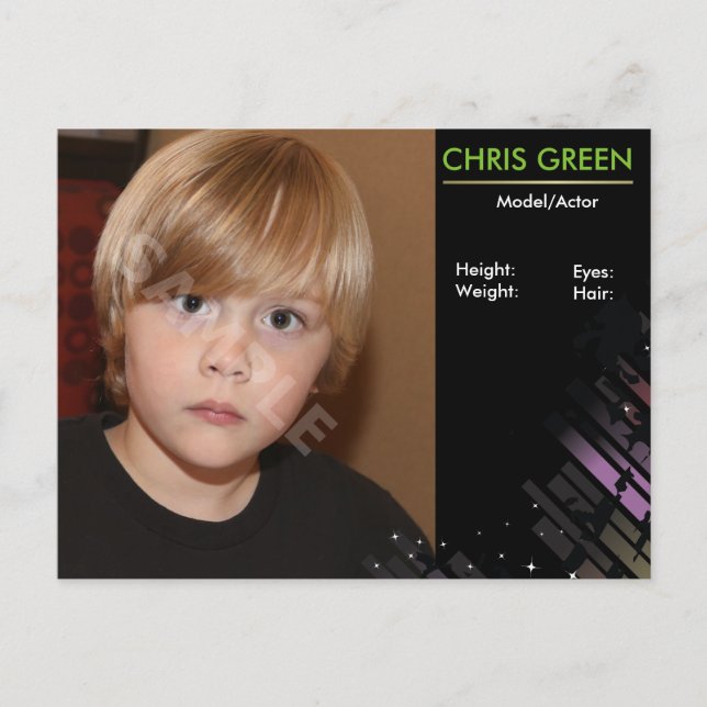 Child Actor Headshot Comp Card Template (Front)