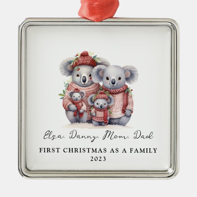 Child Adoption First Christmas As a Family Koala Metal Ornament (Front)