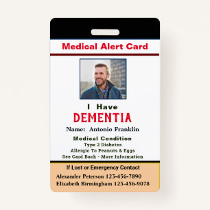 Child Adult Photo Medical Alert Disability Card ID Badge