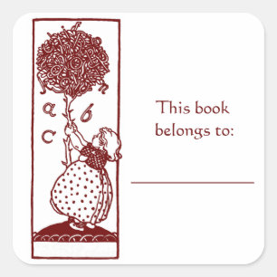 Child & Alphabet Tree bookplate sticker