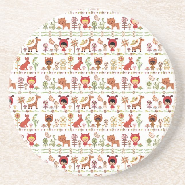 Child and Animals Pattern Coaster (Front)