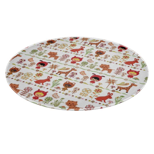 Child and Animals Pattern Cutting Board (Corner)