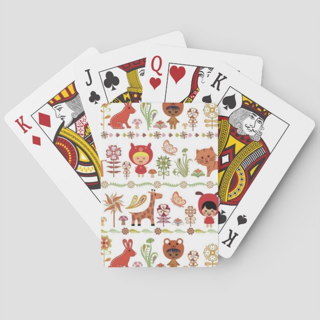 Child and Animals Pattern Playing Cards (Back)