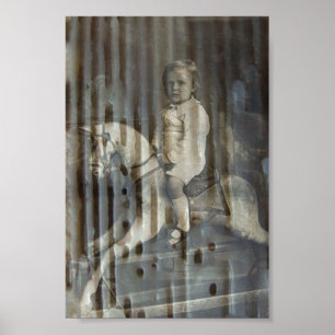 Child and Rocking Horse Encaustic Digital Art Poster
