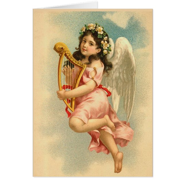 "Child Angel with Harp" Vintage (Front)