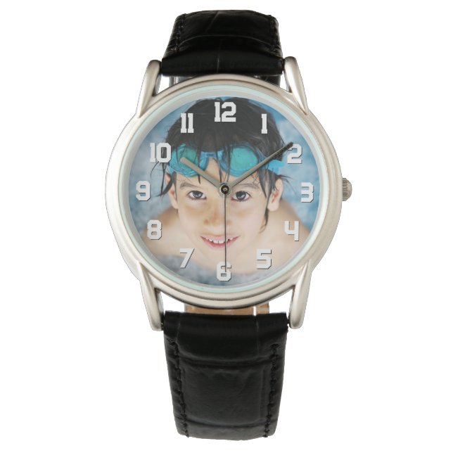 Child Athlete Photo Sports Style Numbers Watch (Front)