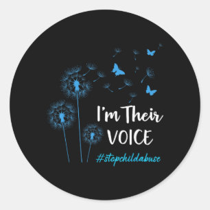 Child Awareness Im Their Voice Fly Dandelion Classic Round Sticker