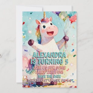 Child Birthday Animals - Cute Unicorn 1 Invitation